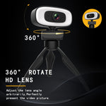 Webcam C10 2K HD sem distorção, rotação 360 graus, luz de preenchimento de três velocidades, USB sem driver, microfone incorporado com som mais claro