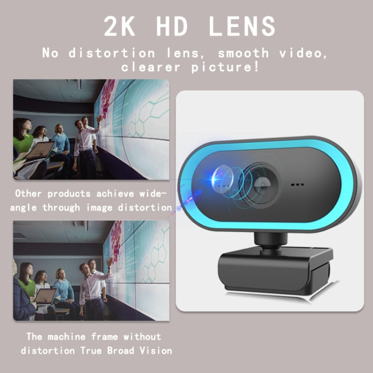 C11 Qualidade de Imagem 2K HD Sem Distorção, Rotação de 360 Graus, Microfone Incorporado, Som Claro, Webcam com Tripé