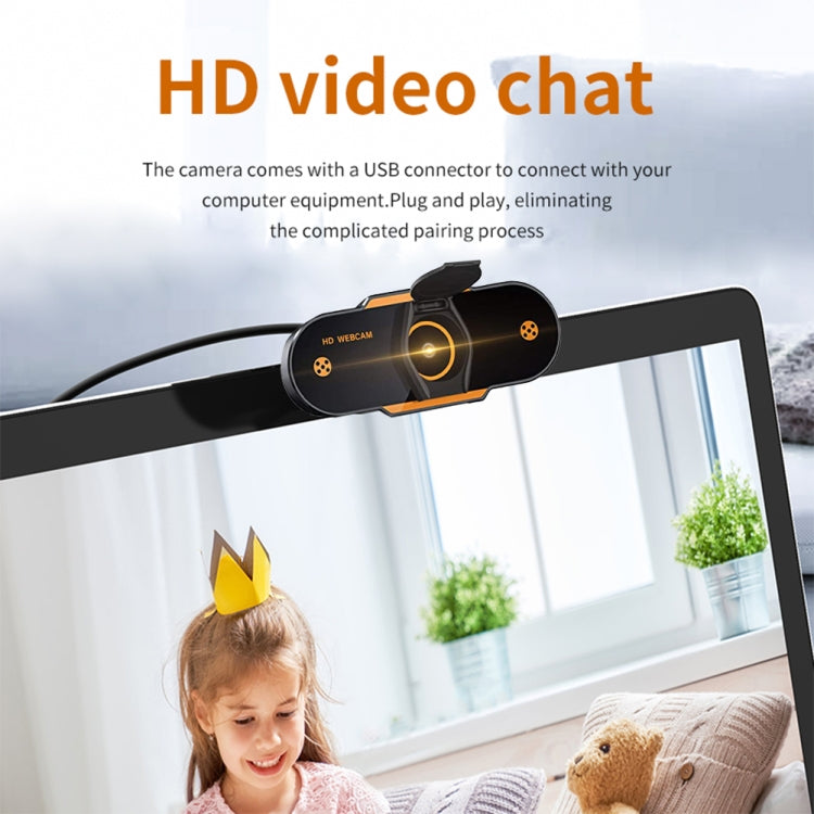 312 Câmara de Secretária USB 2.0 1080P HD com Microfone, Comprimento do Cabo: cerca de 1,3m, Regular, com Tripé, Anti-espionar