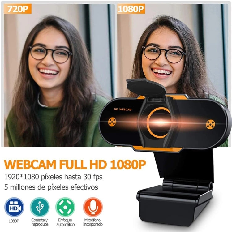 312 Câmara de Secretária USB 2.0 1080P HD com Microfone, Comprimento do Cabo: cerca de 1,3m, Regular, com Tripé, Anti-espionar