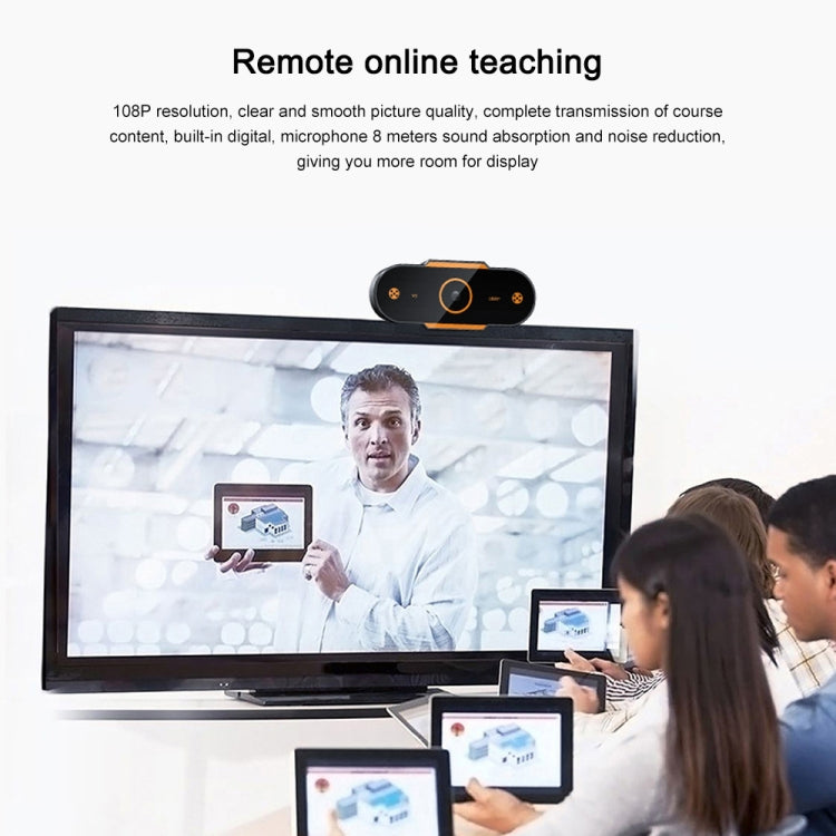 312 Câmara de Secretária USB 2.0 1080P HD com Microfone, Comprimento do Cabo: cerca de 1,3m, Regular, com Tripé, Anti-espionar