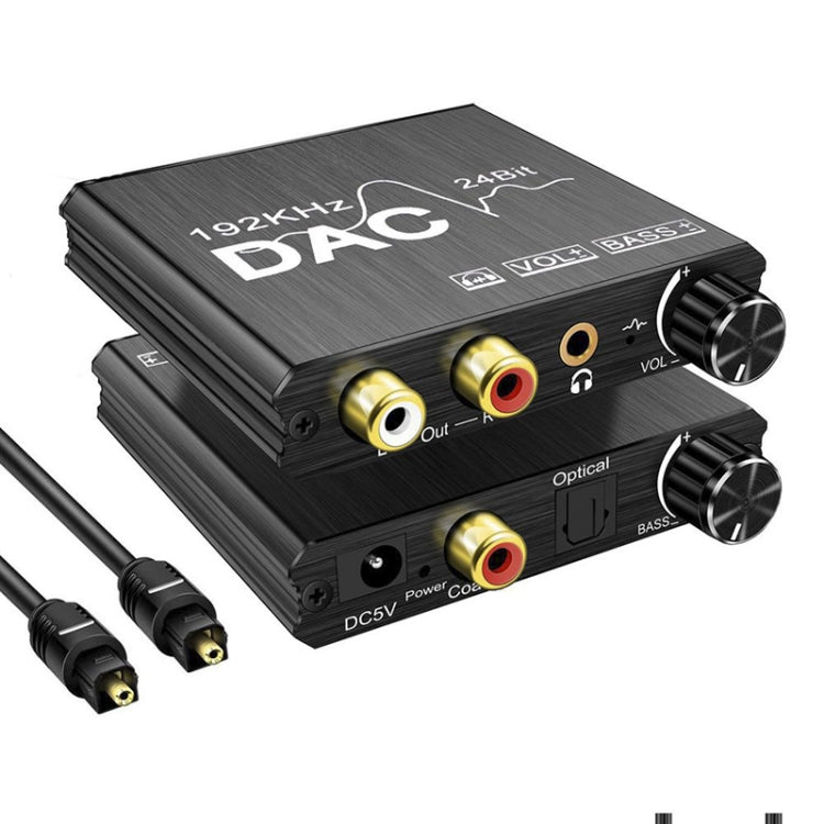 Conversor de áudio digital para analógico, extrator estéreo DAC amplificador óptico SPDIF 192Khz 24Bit