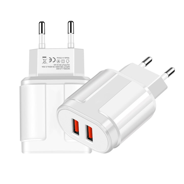 Carregador de Viagem Portátil USB Duplo + Cabo de Dados USB para Type-C de 1 Metro, Plugue EU