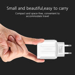Carregador de Viagem Portátil USB Duplo + Cabo de Dados USB para Type-C de 1 Metro, Plugue EU