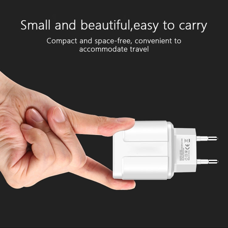 Carregador de Viagem Portátil USB Duplo + Cabo de Dados USB para Type-C de 1 Metro, Plugue EU