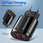 Carregador de Viagem Portátil USB Duplo + Cabo de Dados USB para Type-C de 1 Metro, Plugue EU