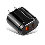 Carregador de Viagem Portátil USB Duplo + Cabo de Dados USB para Micro USB de 1 Metro, Plugue US