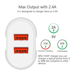 Carregador de Viagem Portátil USB Duplo + Cabo de Dados USB para Micro USB de 1 Metro, Plugue US