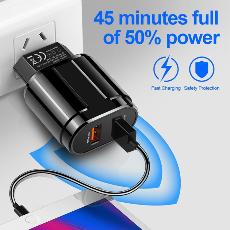 Carregador portátil de viagem USB duplo + cabo de dados USB para 8 pinos de 1 metro, ficha US