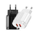 Carregador Portátil de Viagem USB Duplo + Cabo de Dados USB para 8 Pinos 1 Metro, Ficha EU
