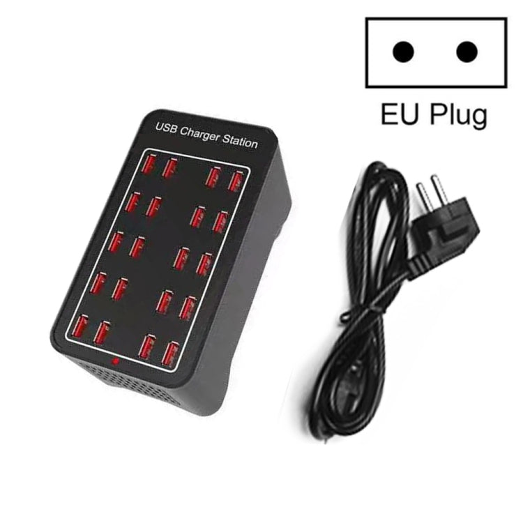 Estação de carregamento rápido inteligente 100W com 20 portas USB, AC 100-240V, ficha EU, ficha US, ficha AU, ficha UK