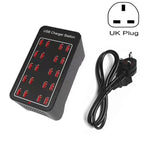 Estação de carregamento rápido inteligente 100W com 20 portas USB, AC 100-240V, ficha EU, ficha US, ficha AU, ficha UK