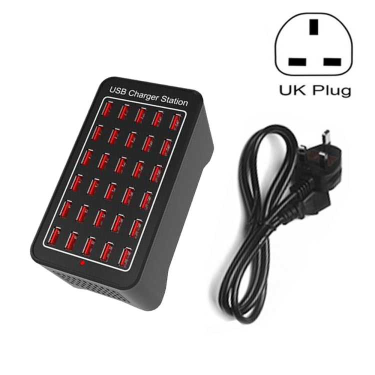 XLD-A7 Estação de carregamento rápido inteligente 150W com 30 portas USB, AC 110-240V, ficha EU, ficha US, ficha AU, ficha UK