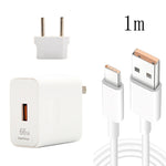 Carregador de Viagem USB de Carga Rápida 66W com Cabeça de Conversão para Plugue EU + Cabo de Dados USB para Type-C de Carga Flash 6A, Plugue EU, Plugue EU(1m), Plugue EU(1.5m), Plugue EU(2m)