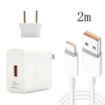 Carregador de Viagem USB de Carga Rápida 66W com Cabeça de Conversão para Plugue EU + Cabo de Dados USB para Type-C de Carga Flash 6A, Plugue EU, Plugue EU(1m), Plugue EU(1.5m), Plugue EU(2m)