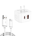 YSY-6087PD Carregador de Viagem de Dupla Carga Rápida 20W PD3.0 + QC3.0 com Cabo de Dados USB para Micro USB, Plugue EU, Plugue US, Plugue UK