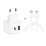 Carregador de Viagem Rápido Duplo 20W PD3.0 + QC3.0 YSY-6087PD com Cabo de Dados Type-C para Type-C, Ficha UE, Ficha EUA, Ficha Reino Unido