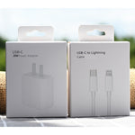 Carregador de Viagem PD 20W com Porta Única USB-C / Type-C + Conjunto de Cabo de Dados de Carga Rápida 3A PD3.0 USB-C / Type-C para 8 Pinos, Ficha US, Ficha US 20W + Cabo PD 1,5m, Ficha US 20W + Cabo PD 2m