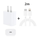 Carregador de Viagem PD 20W com Porta Única USB-C / Type-C + Conjunto de Cabo de Dados de Carga Rápida 3A PD3.0 USB-C / Type-C para 8 Pinos, Ficha US, Ficha US 20W + Cabo PD 1,5m, Ficha US 20W + Cabo PD 2m