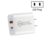 Carregador de Viagem de Dupla Carga Rápida 20W PD3.0+QC 3.0 para iPhone, Huawei, Samsung, Xiaomi, Plugue EU, Plugue US, Plugue AU