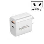 Carregador de Viagem de Dupla Carga Rápida 20W PD3.0+QC 3.0 para iPhone, Huawei, Samsung, Xiaomi, Plugue EU, Plugue US, Plugue AU
