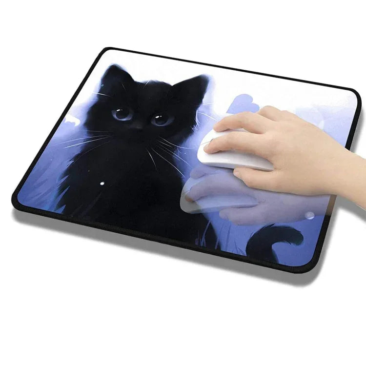 Tapete de Rato para Jogos E-sports Antiderrapante com Desenho de Gato