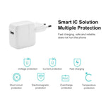 Carregador de Viagem com Porta USB 12W para Série iPad / Série iPod / Série iPhone, Ficha EU