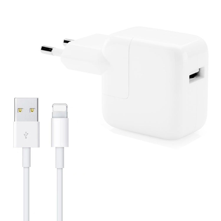 Carregador USB 12W + Cabo de Dados USB para 8 Pinos para Série iPad / iPhone / iPod, Ficha EU