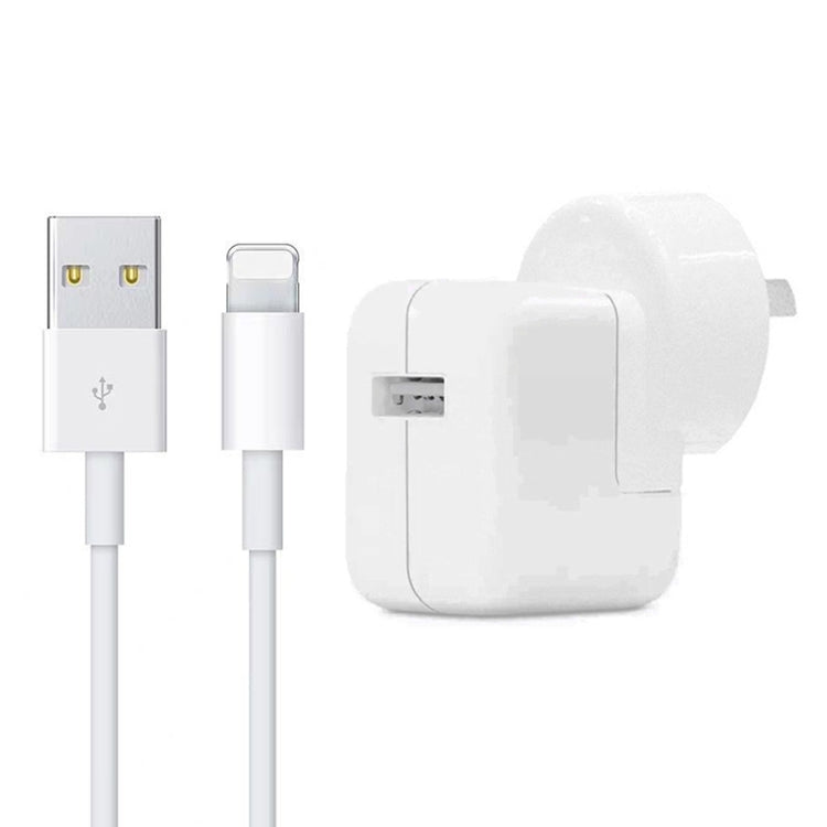 Carregador USB 12W + Cabo de Dados USB para 8 Pinos para Série iPad / iPhone / iPod, Ficha AU