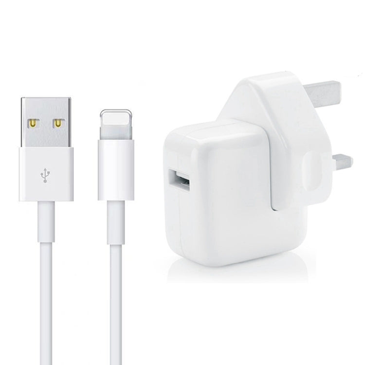 Carregador USB 12W + Cabo de Dados USB para 8 Pinos para Série iPad / iPhone / iPod, Ficha UK