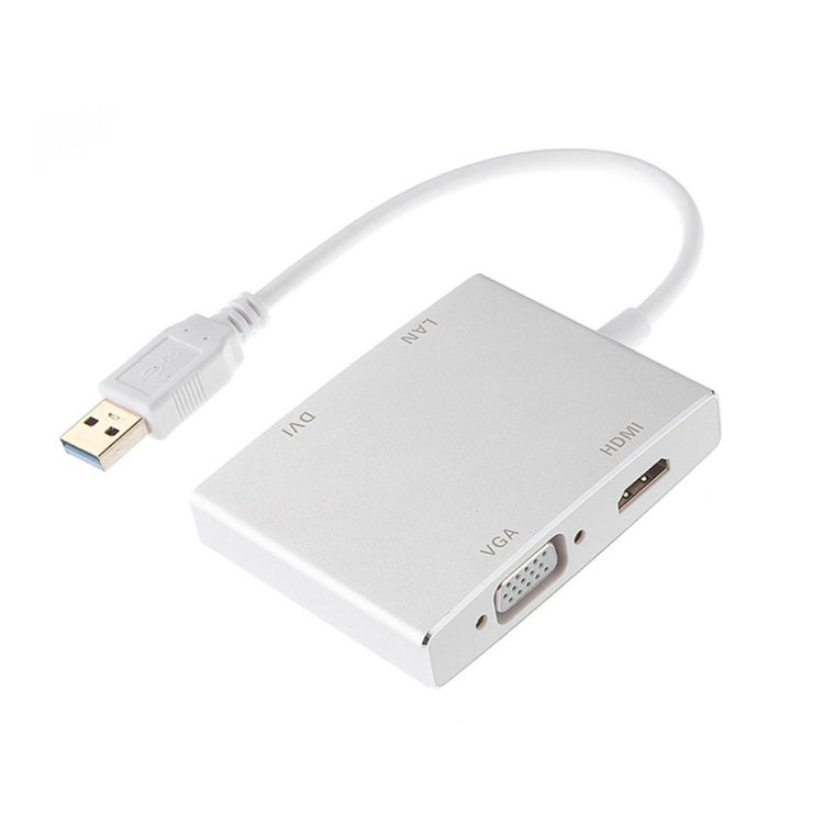 Conversor de Placa de Rede USB 3.0 4 em 1 para VGA + HDMI + DVI + RJ45 WS-03