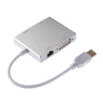 Conversor de Placa de Rede USB 3.0 4 em 1 para VGA + HDMI + DVI + RJ45 WS-03
