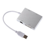 Conversor de Placa de Rede USB 3.0 4 em 1 para VGA + HDMI + DVI + RJ45 WS-03