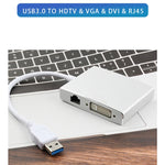 Conversor de Placa de Rede USB 3.0 4 em 1 para VGA + HDMI + DVI + RJ45 WS-03