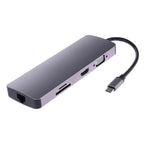 Adaptador Conversor Hub USB3.0 WS-11 8 em 1 Tipo-C para HDMI + VGA + SD + TF + RJ45 + PD + 2 x USB3.0