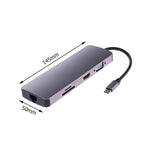 Adaptador Conversor Hub USB3.0 WS-11 8 em 1 Tipo-C para HDMI + VGA + SD + TF + RJ45 + PD + 2 x USB3.0