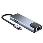 Adaptador HUB 6 em 1 Tipo-C para HDMI + RJ45 + SD / TF + PD + USB