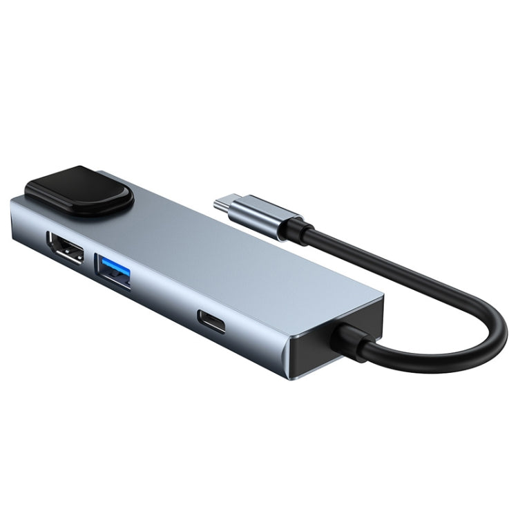 Adaptador HUB 6 em 1 Tipo-C para HDMI + RJ45 + SD / TF + PD + USB