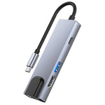 Adaptador HUB 6 em 1 Tipo-C para HDMI + RJ45 + SD / TF + PD + USB