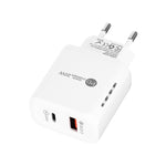 TE-PD01 Carregador Rápido com Duas Portas USB PD 20W + QC3.0 com Luz Indicadora, Ficha EU, Ficha EU