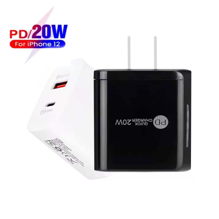 TE-PD01 Carregador Rápido com Duas Portas USB PD 20W + QC3.0 com Luz Indicadora, Ficha US, Ficha US