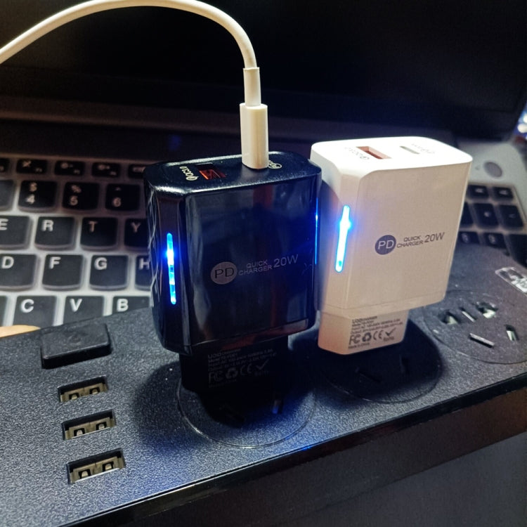 TE-PD01 Carregador Rápido com Duas Portas USB PD 20W + QC3.0 com Luz Indicadora, Ficha US, Ficha US