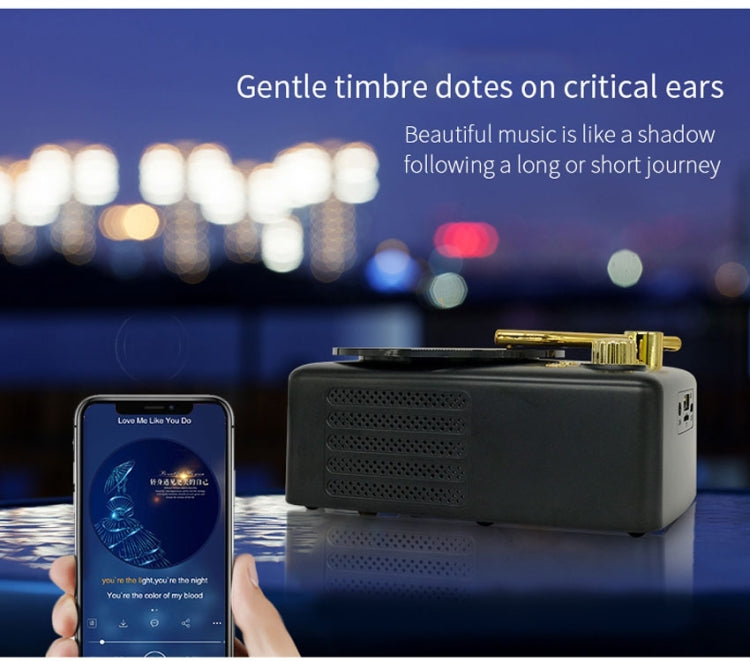 Estilo retro, antena FM incorporada de alta sensibilidade, viagem de longa duração, T12 (Preto)