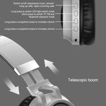 Auriculares Bluetooth 5.0 coloridos com LED, dobráveis, estéreo HiFi sem fios, com microfone, suporte para cartão TF e entrada AUX 3,5 mm