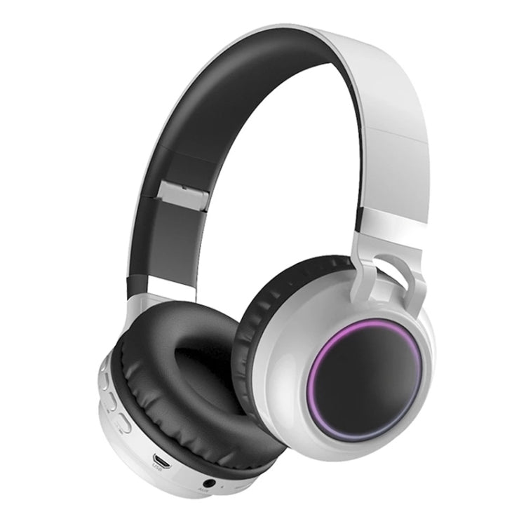 Auriculares Bluetooth 5.0 coloridos com LED, dobráveis, estéreo HiFi sem fios, com microfone, suporte para cartão TF e entrada AUX 3,5 mm