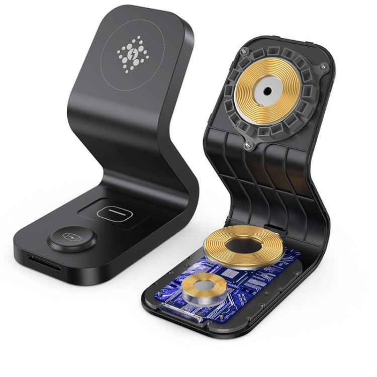 B-13 Carregador Sem Fios Magnético 3 em 1 15W Máximo para Telemóveis, Apple Watch e AirPods