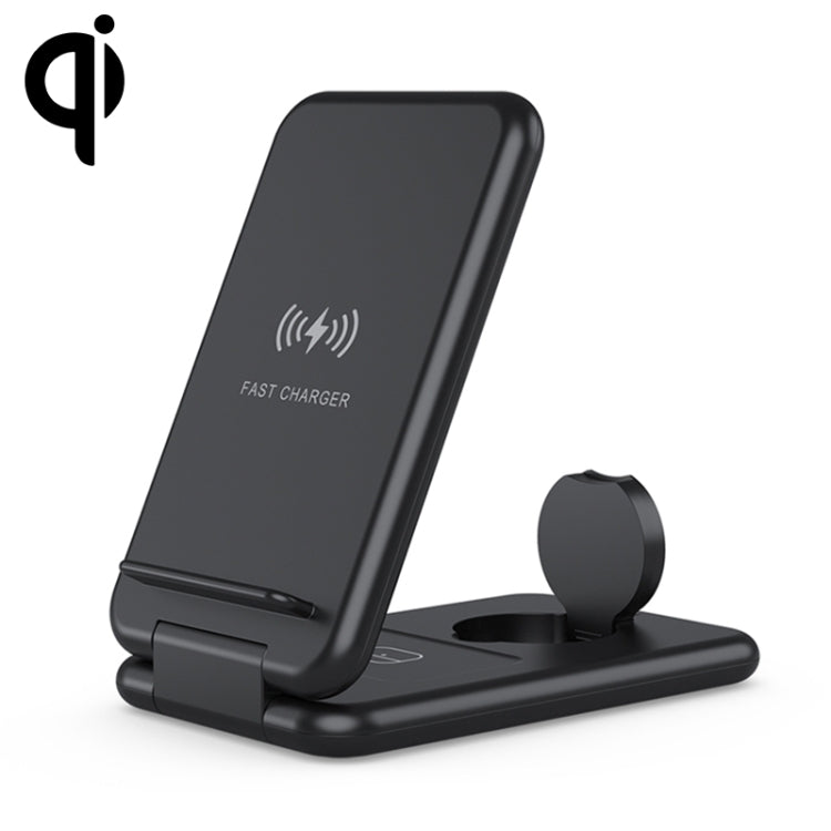 Estação de Carregamento Sem Fios Rápido Qi Dobrável 3 em 1 15W com Suporte para Telemóveis iPhone, iWatch e AirPods