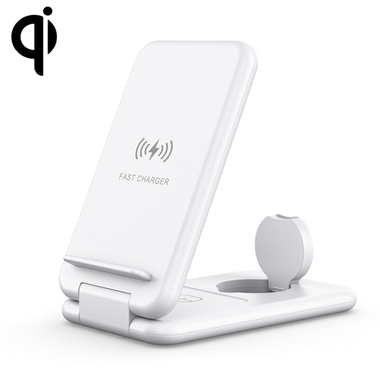 Estação de Carregamento Sem Fios Rápido Qi Dobrável 3 em 1 15W com Suporte para Telemóveis iPhone, iWatch e AirPods