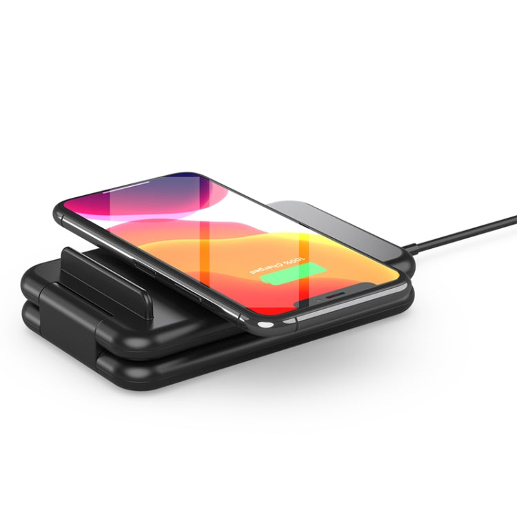 Estação de Carregamento Sem Fios Rápido Qi Dobrável 3 em 1 15W com Suporte para Telemóveis iPhone, iWatch e AirPods