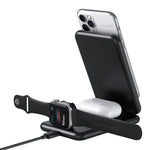 Estação de Carregamento Sem Fios Rápido Qi Dobrável 3 em 1 15W com Suporte para Telemóveis iPhone, iWatch e AirPods